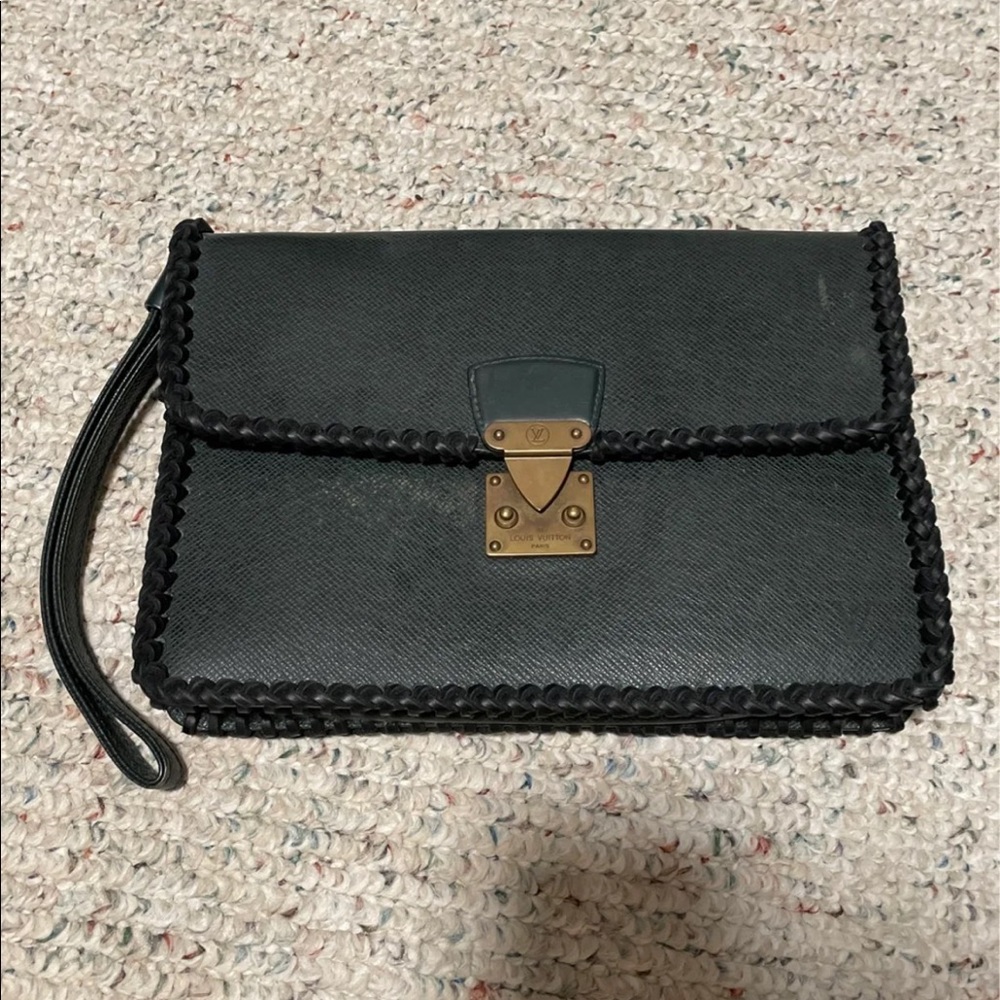 Louis Vuitton Kourad Taiga Leather Epicea Bag Clutch